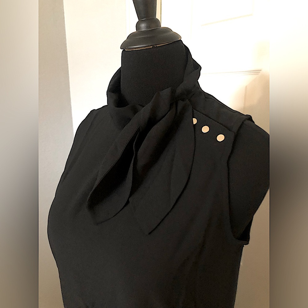 Ann Taylor sleeveless, scarf neck blouse.